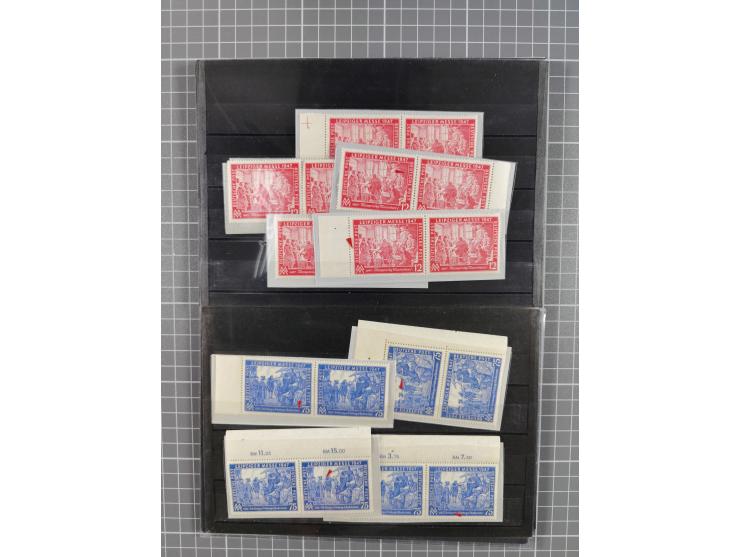 1920/1950 (ca.), oft postfrische Partie auf Steckkarten mit u.a. Besetzung WKII, Bogenecken, SBZ MiNr. 92/97U vom Oberrand (F