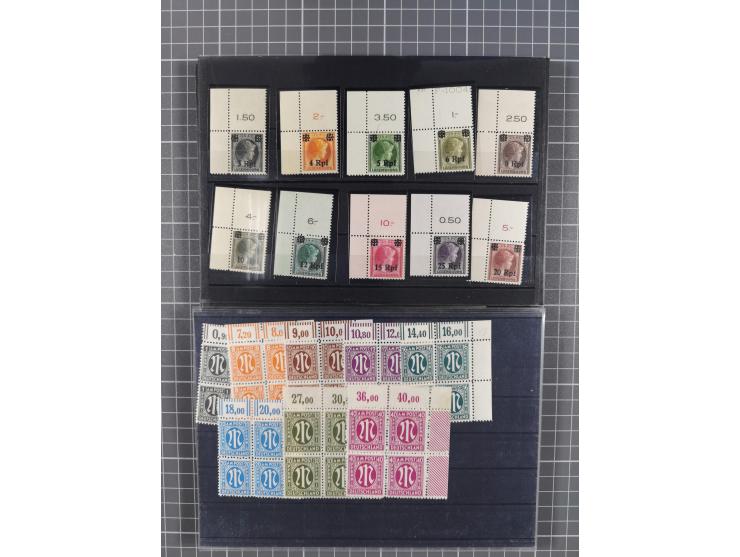 1920/1950 (ca.), oft postfrische Partie auf Steckkarten mit u.a. Besetzung WKII, Bogenecken, SBZ MiNr. 92/97U vom Oberrand (F