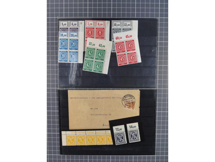 1920/1950 (ca.), oft postfrische Partie auf Steckkarten mit u.a. Besetzung WKII, Bogenecken, SBZ MiNr. 92/97U vom Oberrand (F