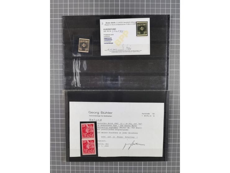 1920/1950 (ca.), oft postfrische Partie auf Steckkarten mit u.a. Besetzung WKII, Bogenecken, SBZ MiNr. 92/97U vom Oberrand (F