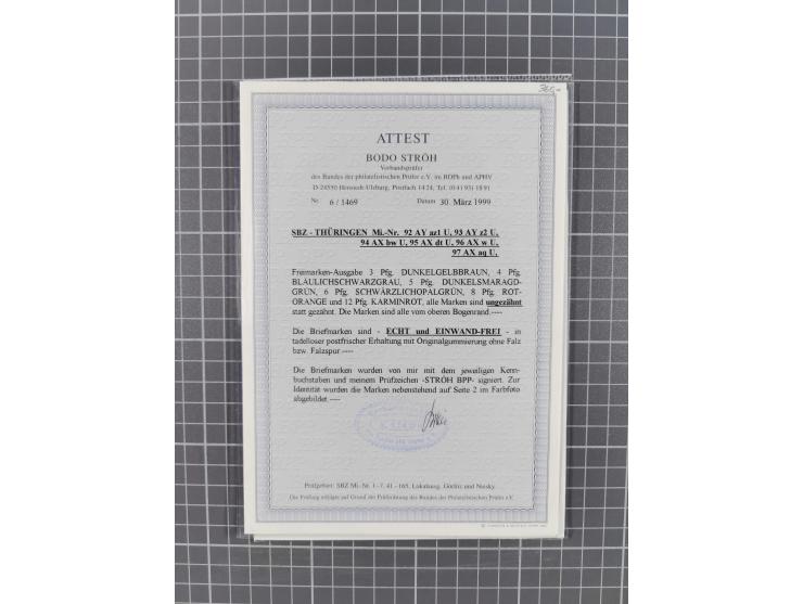 1920/1950 (ca.), oft postfrische Partie auf Steckkarten mit u.a. Besetzung WKII, Bogenecken, SBZ MiNr. 92/97U vom Oberrand (F