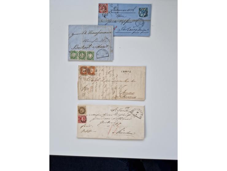 1850/1960 (ca.), Partie von über 200 Briefen und Karten, mit gutem Teil Altdeutschland, u.a. Bayern MiNr. 9+11 auf Einschreib