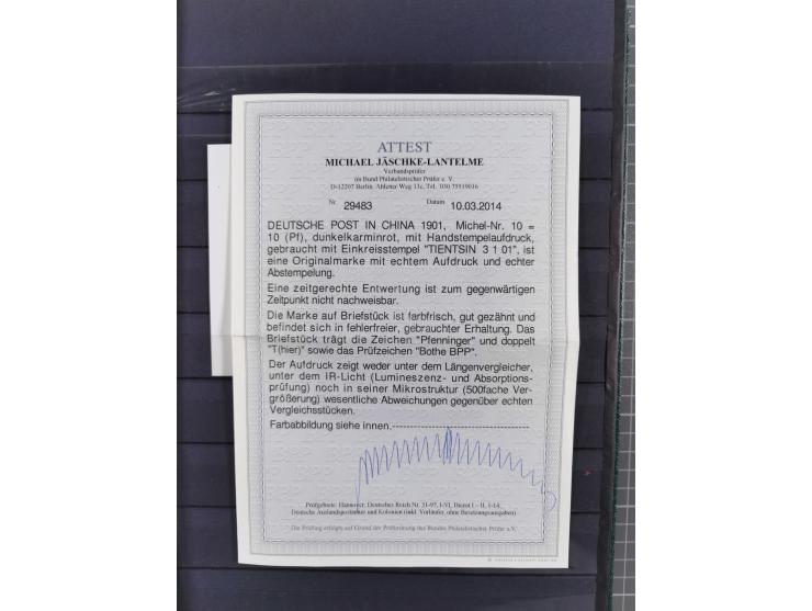 1900/14 (ca.), kleine Partie mit einigen besseren Stempeln im Steckbuch, dazu DP China 10 (zeitgerechte Entwertung nicht nach