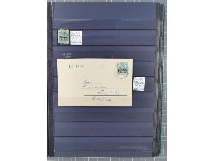 1900/14 (ca.), kleine Partie mit einigen besseren Stempeln im Steckbuch, dazu DP China 10 (zeitgerechte Entwertung nicht nach