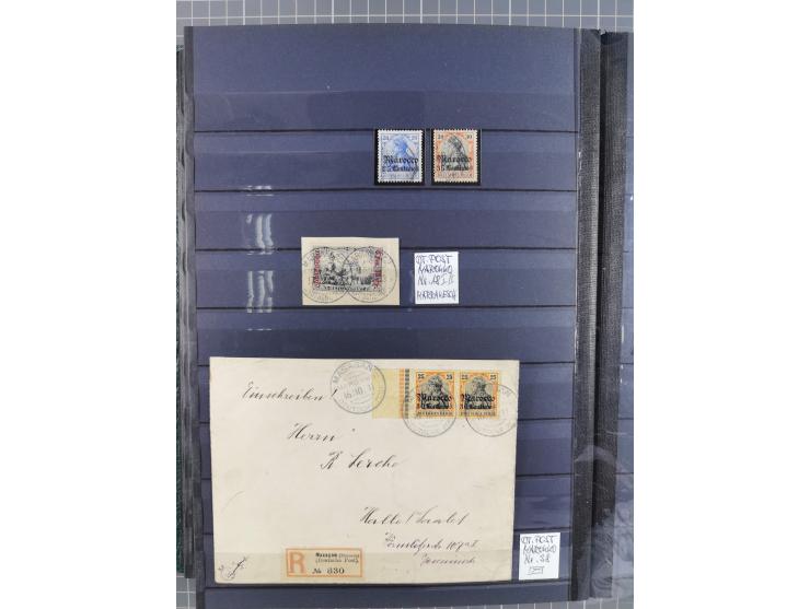 1900/14 (ca.), kleine Partie mit einigen besseren Stempeln im Steckbuch, dazu DP China 10 (zeitgerechte Entwertung nicht nach