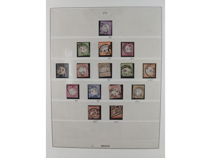 1872/1945, gestempelte reichhaltige Sammlung in 3 Bänden, vor 1900 stark spezialisiert mit Stempelbesonderheiten, Plattenfehl