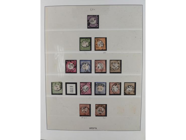 1872/1945, gestempelte reichhaltige Sammlung in 3 Bänden, vor 1900 stark spezialisiert mit Stempelbesonderheiten, Plattenfehl