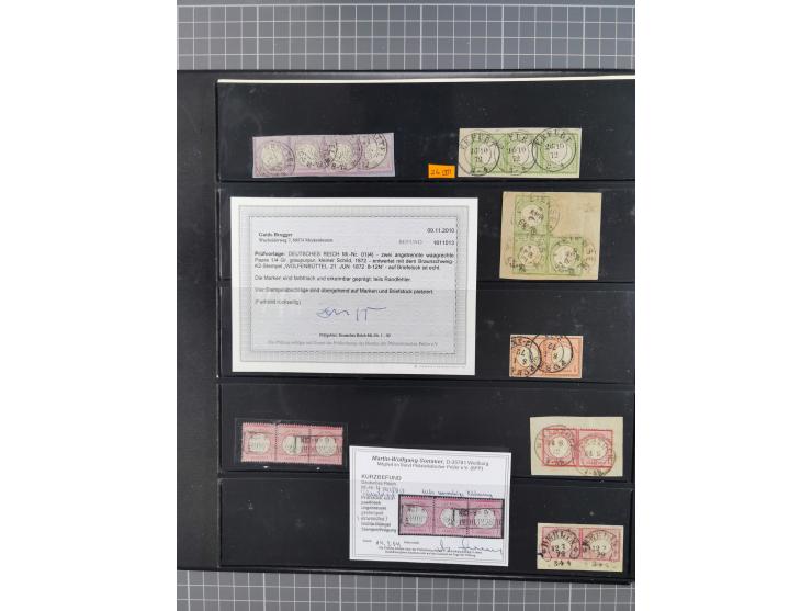 1872/1945, gestempelte reichhaltige Sammlung in 3 Bänden, vor 1900 stark spezialisiert mit Stempelbesonderheiten, Plattenfehl