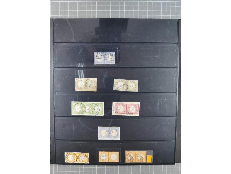 1872/1945, gestempelte reichhaltige Sammlung in 3 Bänden, vor 1900 stark spezialisiert mit Stempelbesonderheiten, Plattenfehl
