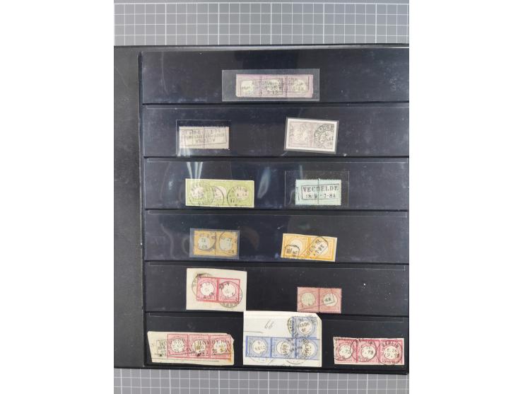 1872/1945, gestempelte reichhaltige Sammlung in 3 Bänden, vor 1900 stark spezialisiert mit Stempelbesonderheiten, Plattenfehl