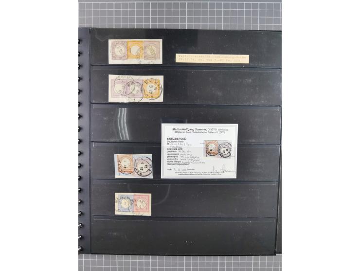 1872/1945, gestempelte reichhaltige Sammlung in 3 Bänden, vor 1900 stark spezialisiert mit Stempelbesonderheiten, Plattenfehl
