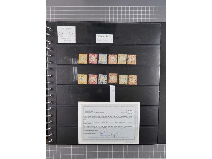 1872/1945, gestempelte reichhaltige Sammlung in 3 Bänden, vor 1900 stark spezialisiert mit Stempelbesonderheiten, Plattenfehl