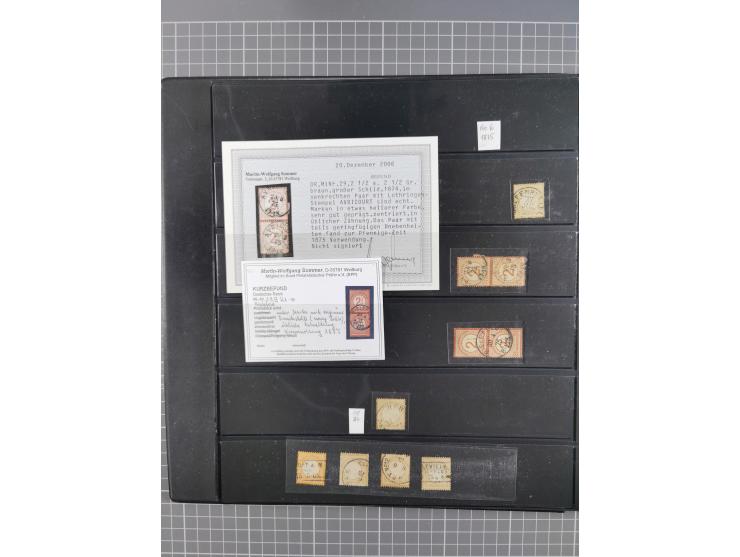 1872/1945, gestempelte reichhaltige Sammlung in 3 Bänden, vor 1900 stark spezialisiert mit Stempelbesonderheiten, Plattenfehl