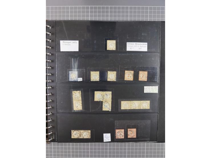 1872/1945, gestempelte reichhaltige Sammlung in 3 Bänden, vor 1900 stark spezialisiert mit Stempelbesonderheiten, Plattenfehl