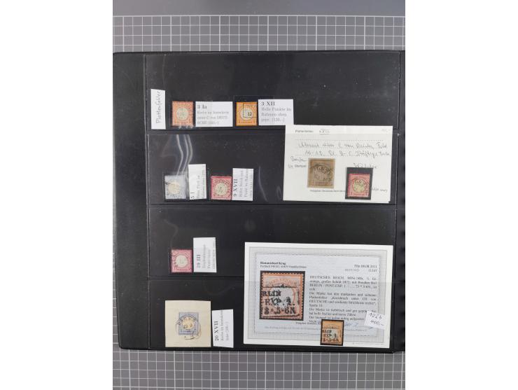 1872/1945, gestempelte reichhaltige Sammlung in 3 Bänden, vor 1900 stark spezialisiert mit Stempelbesonderheiten, Plattenfehl