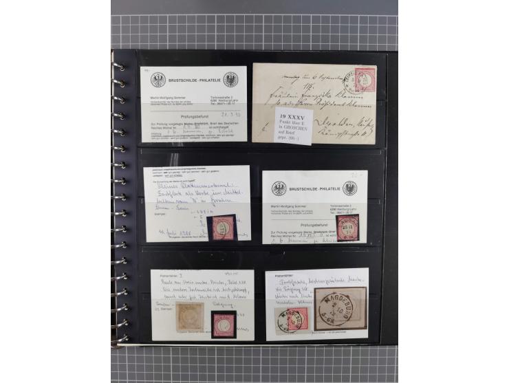 1872/1945, gestempelte reichhaltige Sammlung in 3 Bänden, vor 1900 stark spezialisiert mit Stempelbesonderheiten, Plattenfehl