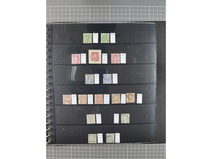 1872/1945, gestempelte reichhaltige Sammlung in 3 Bänden, vor 1900 stark spezialisiert mit Stempelbesonderheiten, Plattenfehl