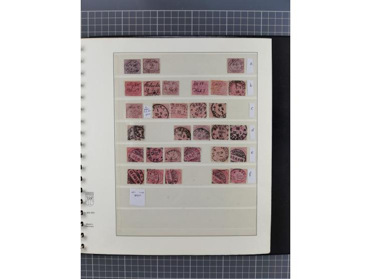 1872/1945, gestempelte reichhaltige Sammlung in 3 Bänden, vor 1900 stark spezialisiert mit Stempelbesonderheiten, Plattenfehl