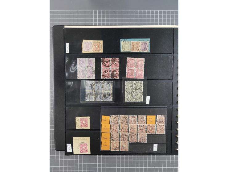 1872/1945, gestempelte reichhaltige Sammlung in 3 Bänden, vor 1900 stark spezialisiert mit Stempelbesonderheiten, Plattenfehl