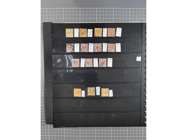 1872/1945, gestempelte reichhaltige Sammlung in 3 Bänden, vor 1900 stark spezialisiert mit Stempelbesonderheiten, Plattenfehl