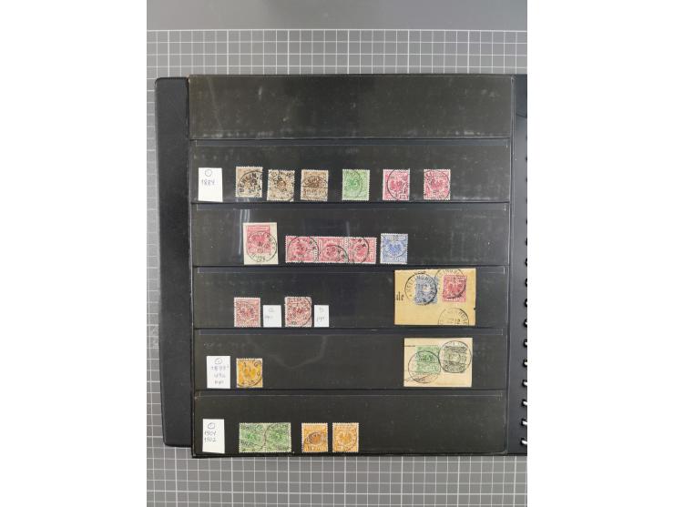 1872/1945, gestempelte reichhaltige Sammlung in 3 Bänden, vor 1900 stark spezialisiert mit Stempelbesonderheiten, Plattenfehl