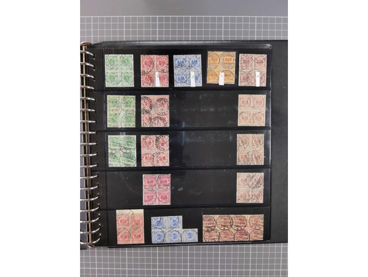 1872/1945, gestempelte reichhaltige Sammlung in 3 Bänden, vor 1900 stark spezialisiert mit Stempelbesonderheiten, Plattenfehl