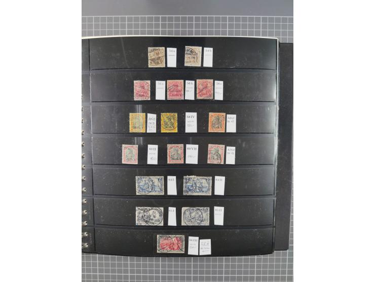 1872/1945, gestempelte reichhaltige Sammlung in 3 Bänden, vor 1900 stark spezialisiert mit Stempelbesonderheiten, Plattenfehl