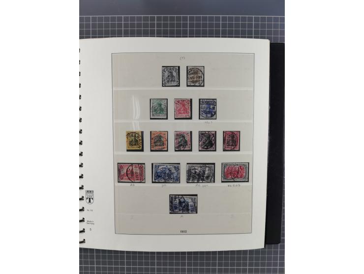 1872/1945, gestempelte reichhaltige Sammlung in 3 Bänden, vor 1900 stark spezialisiert mit Stempelbesonderheiten, Plattenfehl
