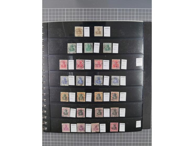1872/1945, gestempelte reichhaltige Sammlung in 3 Bänden, vor 1900 stark spezialisiert mit Stempelbesonderheiten, Plattenfehl