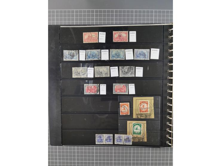 1872/1945, gestempelte reichhaltige Sammlung in 3 Bänden, vor 1900 stark spezialisiert mit Stempelbesonderheiten, Plattenfehl