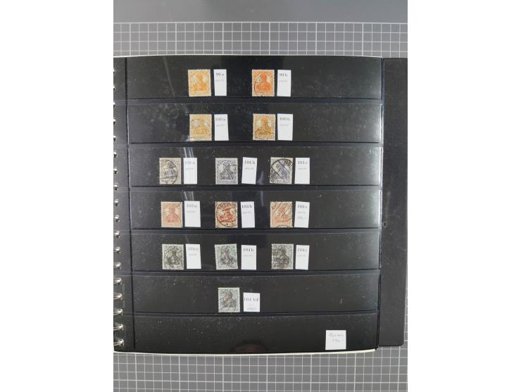 1872/1945, gestempelte reichhaltige Sammlung in 3 Bänden, vor 1900 stark spezialisiert mit Stempelbesonderheiten, Plattenfehl