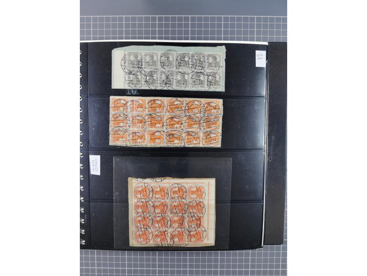 1872/1945, gestempelte reichhaltige Sammlung in 3 Bänden, vor 1900 stark spezialisiert mit Stempelbesonderheiten, Plattenfehl