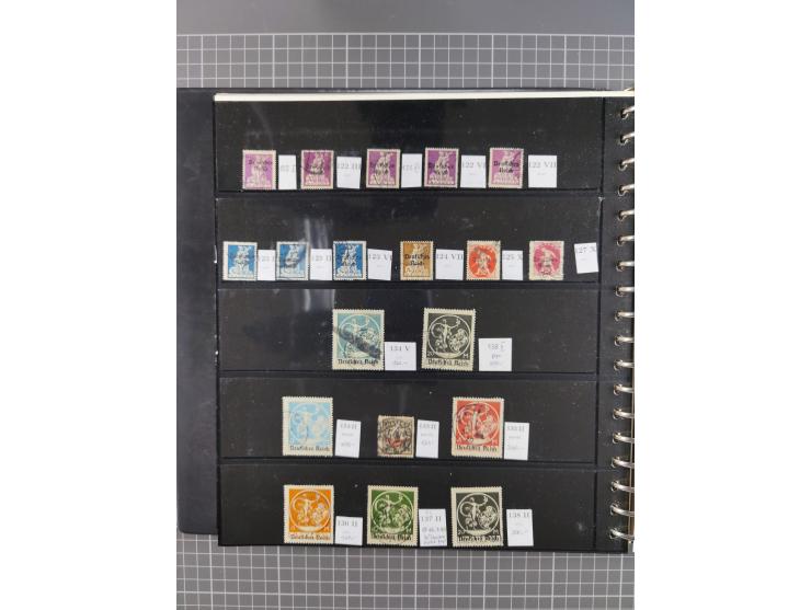 1872/1945, gestempelte reichhaltige Sammlung in 3 Bänden, vor 1900 stark spezialisiert mit Stempelbesonderheiten, Plattenfehl