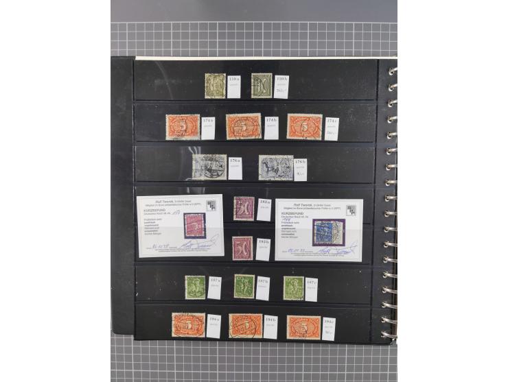 1872/1945, gestempelte reichhaltige Sammlung in 3 Bänden, vor 1900 stark spezialisiert mit Stempelbesonderheiten, Plattenfehl