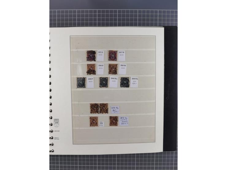 1872/1945, gestempelte reichhaltige Sammlung in 3 Bänden, vor 1900 stark spezialisiert mit Stempelbesonderheiten, Plattenfehl