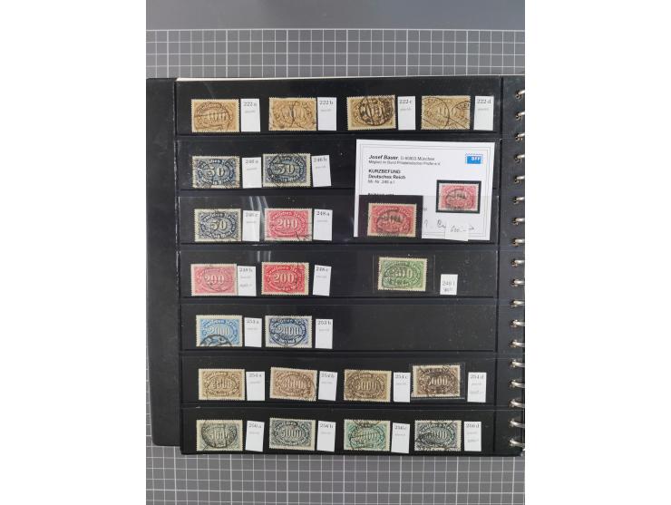 1872/1945, gestempelte reichhaltige Sammlung in 3 Bänden, vor 1900 stark spezialisiert mit Stempelbesonderheiten, Plattenfehl