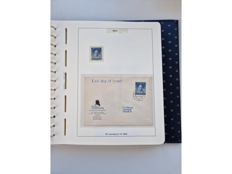 1948/90, umfangreiche Sammlung “Erst- und Letzttage” auf losen Marken, schönen Briefstücken, Briefen und Karten, dabei u.a. M