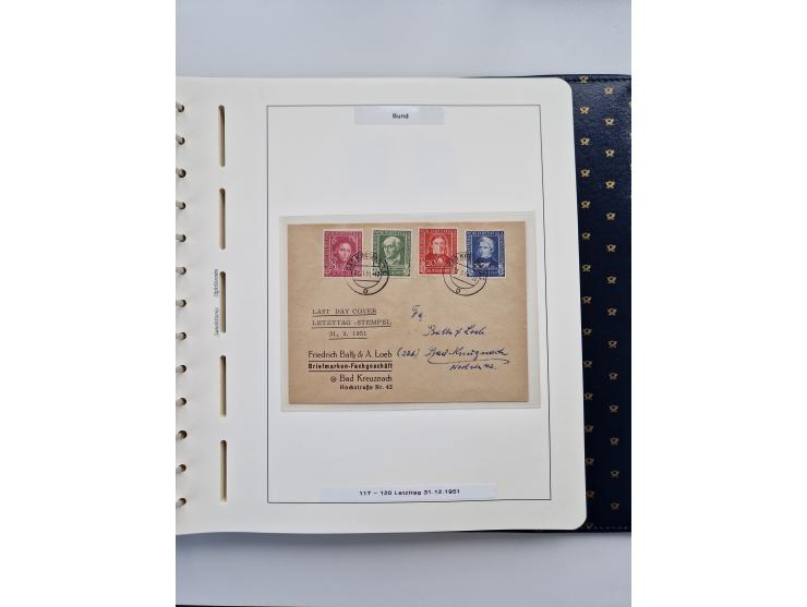1949/90, umfangreiche Sammlung “Erst- und Letzttage” mit vielen losen Marken, Einheiten, kpl. Bogen, schönen Briefstücken, Br