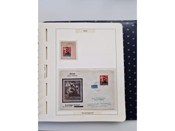 1949/90, umfangreiche Sammlung “Erst- und Letzttage” mit vielen losen Marken, Einheiten, kpl. Bogen, schönen Briefstücken, Br
