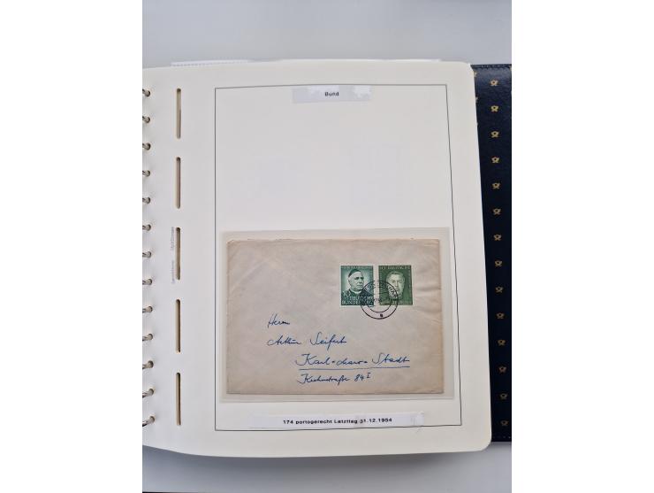 1949/90, umfangreiche Sammlung “Erst- und Letzttage” mit vielen losen Marken, Einheiten, kpl. Bogen, schönen Briefstücken, Br