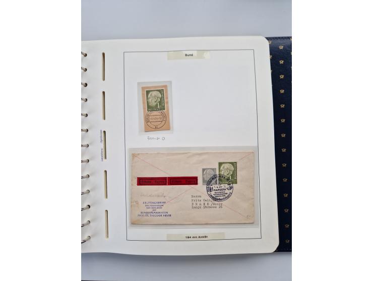 1949/90, umfangreiche Sammlung “Erst- und Letzttage” mit vielen losen Marken, Einheiten, kpl. Bogen, schönen Briefstücken, Br