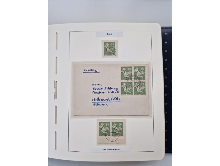 1949/90, umfangreiche Sammlung “Erst- und Letzttage” mit vielen losen Marken, Einheiten, kpl. Bogen, schönen Briefstücken, Br