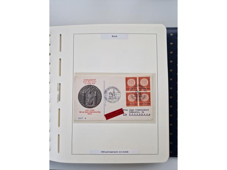 1949/90, umfangreiche Sammlung “Erst- und Letzttage” mit vielen losen Marken, Einheiten, kpl. Bogen, schönen Briefstücken, Br