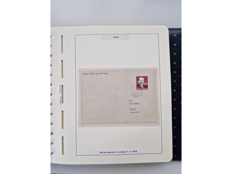 1949/90, umfangreiche Sammlung “Erst- und Letzttage” mit vielen losen Marken, Einheiten, kpl. Bogen, schönen Briefstücken, Br