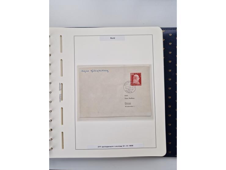 1949/90, umfangreiche Sammlung “Erst- und Letzttage” mit vielen losen Marken, Einheiten, kpl. Bogen, schönen Briefstücken, Br