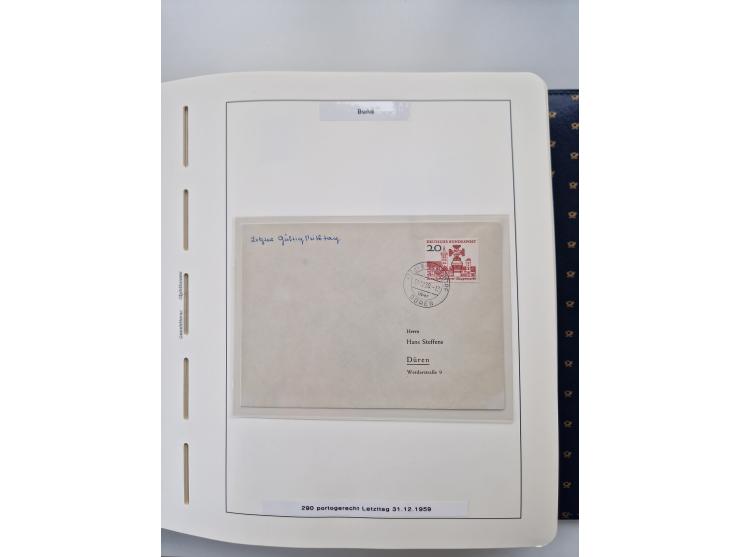 1949/90, umfangreiche Sammlung “Erst- und Letzttage” mit vielen losen Marken, Einheiten, kpl. Bogen, schönen Briefstücken, Br