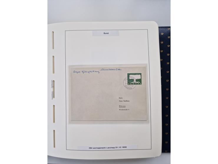 1949/90, umfangreiche Sammlung “Erst- und Letzttage” mit vielen losen Marken, Einheiten, kpl. Bogen, schönen Briefstücken, Br