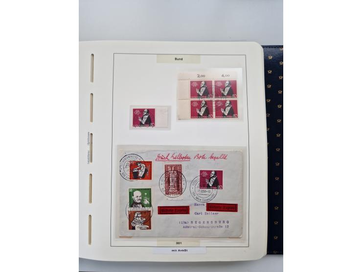 1949/90, umfangreiche Sammlung “Erst- und Letzttage” mit vielen losen Marken, Einheiten, kpl. Bogen, schönen Briefstücken, Br