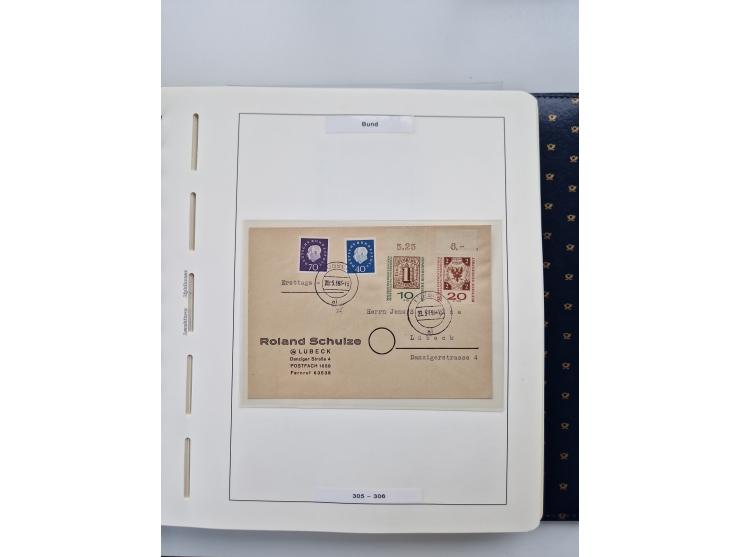 1949/90, umfangreiche Sammlung “Erst- und Letzttage” mit vielen losen Marken, Einheiten, kpl. Bogen, schönen Briefstücken, Br