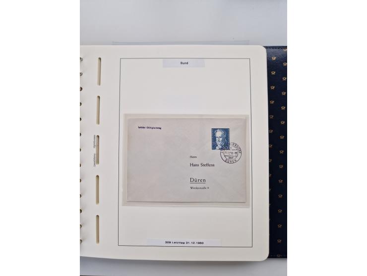 1949/90, umfangreiche Sammlung “Erst- und Letzttage” mit vielen losen Marken, Einheiten, kpl. Bogen, schönen Briefstücken, Br